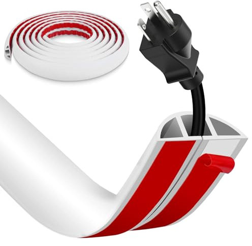 Floor Cord Cover, Wire Cover, Self Adhesive Cable Covers, Protect Cables & Prevent Trip Hazards For Office Home Factories Garages Flexible Cords Hider On Floor Wall (White, 3CM x 3M)