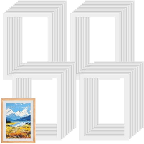 MAKTSAM 40 Stück A4-Bilderhalterungen, Passepartouts für Rahmen, A4-Bilderrahmen-Halterungen, Passepartout für Bilder, Poster, Gemälde, Fotoarbeiten