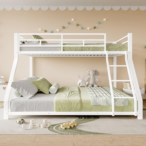 Etagenbett, 90 * 200 cm 140 * 200 cm, Geländer, Stufe, en747 Zertifiziert, ohne Matratze, Metall (Weiß)