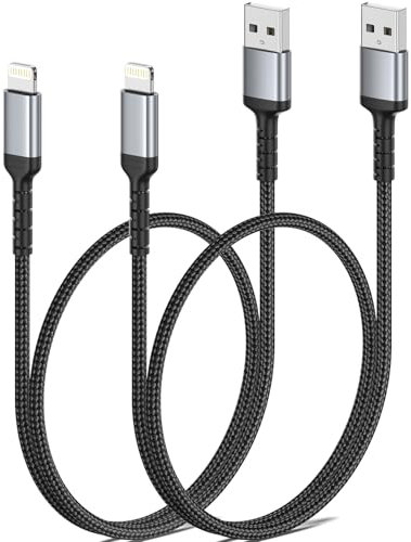 ULIFTUS Short iPhone Charger Cable, 50CM 2Pack Lightning Cable MFi Certified iPhone Charging Cord 0.5M Braided USB to Lightning Lead for iPhone 14 13 12 11 Pro Max XR XS X 8 Plus SE