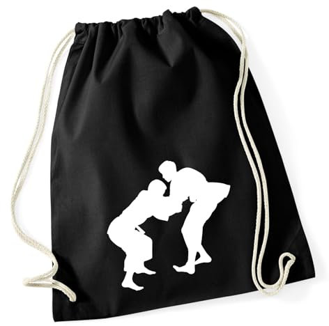 Huuraa Turnbeutel Judo Silhouette Geschenk 12 Liter Black Baumwolle Judo Präsent
