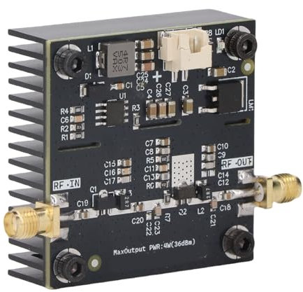 Yanmis HF Power Amplifier, RF Power Amplifier Module Radio Frequency VHF UHF 0.5-800MHz 40dB Gain 15W with Wide Input Voltage Range for Short Wave FM Broadcasting