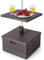 COSTWAY Pied de Parasol Carré, Base de Parasol en HDPE avec Plateau de Table, Support de Parasol Pratique avec Roues et Poignées, Charge 45 L d’Eau ou 67 KG de Sable, 53 x 53 x 45 cm (Brun)