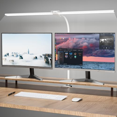 Hensam Lampe de Bureau LED Puissante,Dimmable Lampe Architecte à Pince 80CM | 5 Modes de Couleur, Protection Yeux Lumière Bureau Tactile Contrôle pour PC Travail, Étude, Blanc