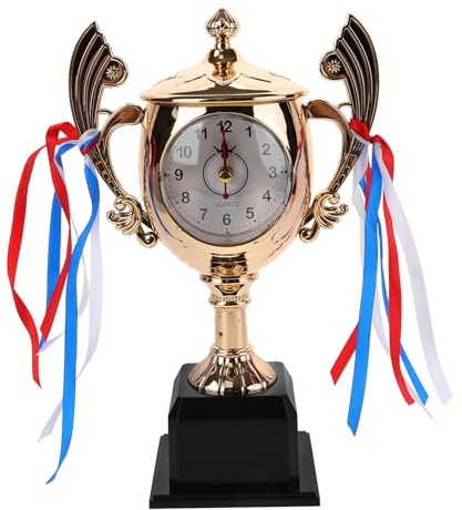 NUOBESTY Trophäen wecker Tischuhr mit Alarmfunktion für Studenten und Absolventen Goldfarbener Preis tischwecker Kreative Deko für Wohnzimmer und Arbeitszimmer Geschenk zur Abschlussfeier