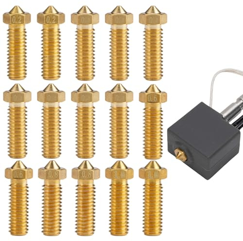 5-teiliges Messing Düsen 3D Drucker, Druckerdüse Zubehör, Extruder Düse | 7 Stück Nozzle 0.4mm Nozzle 3D Drucker Edelstahl Düse Set, 2 Stück 0.2 mm, 0.6 mm, 0.8 mm, 1.0 mm