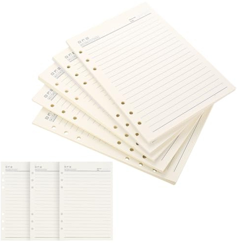 5 Packungen A5 Ringbucheinlagen, 200 Blätter liniert 6‑Loch Nachfüllpapier | Liniertes 6‑Loch Nachfüllpapier A5, ideal für Ringbuch, Planer und Tagebuch, praktischer Ersatz für Notizbücher