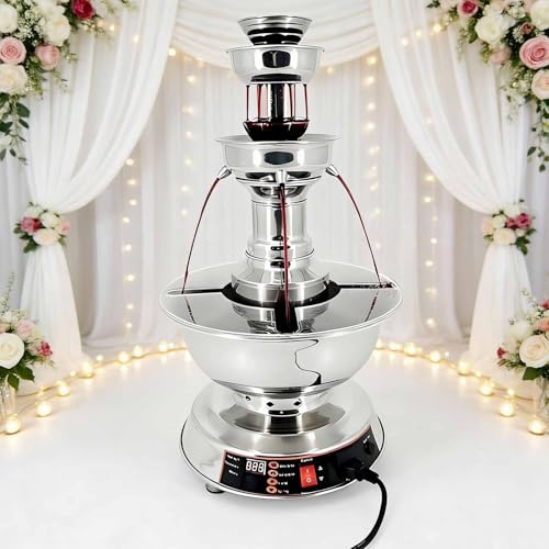 Fontaine à vin rouge et jus de fruits, fontaine à champagne électrique à 3 niveaux, distributeur de boissons chauffantes en acier inoxydable d'une capacité de 3,5 L, réglage de la température