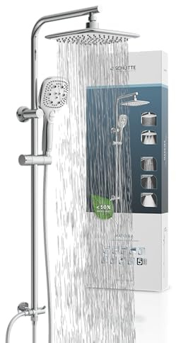 Schütte Duschset MADEIRA Duschsäule mit großer verstellbarer Regendusche, Handbrause mit 3 Strahlarten, Duschsystem ohne Armatur, Chrom