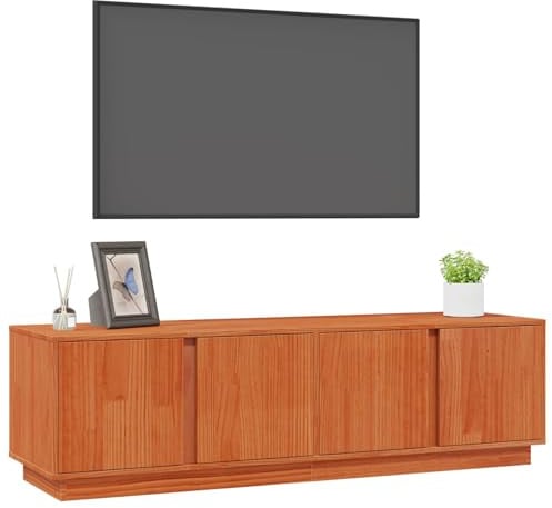 vidaXL TV-Schränk Wachsbraun 140 x 40 x 40 cm Massives Kiefernholz, Geräumiger Stauraum, moderner Lowboard, schicker Kiefernholzschrank, rechteckiger Medienständer, Easy Montage
