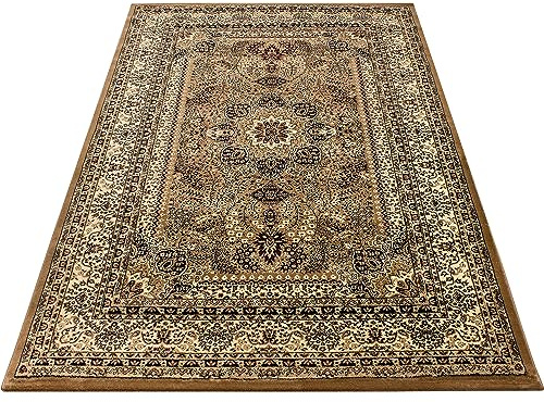 KADIMA DESIGN Teppich Modern Persisches Muster Pflegeleicht Vielseitig Waschbar Strapazierfähig Hochwertig Beige 300x400 cm Schlafzimmer Esszimmer Schadstoffgeprüft | ALETSCH