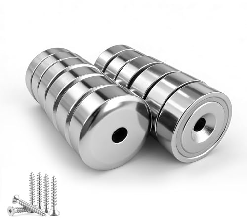 LATRAT 12 Stück Magnete 11 KG Kraft, 20 x 7 mm round magnet, screw-mountable, mit Schrauben