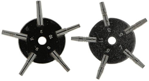 2 x Uhrenschlüssel für Taschenuhren (2-3-4-5-6-7-8-9-10-11) 10 in 2, Sternschlüssel