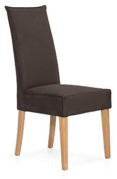 moebel-eins Kari Polsterstuhl/Hochlehner mit Komfortsitz, Material Kunstfaser Nubukoptik/Massivholz, Eiche, Espresso