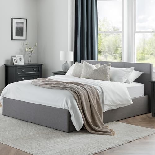 Julian Bowen Rialto Lift-UP Storage Bed in Linen Fabric 135CM, Double