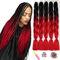 ShowJarlly Braids Extensions,Jumbo Braid Kanekalon Kunsthaar Haar, Ombre Braid Extension, 24 Zoll Haar Flechten Extensions 5 Stücke Für Crochet Twist Flechten Haar Box Braid Zum Zöpfe Schwarz Rot