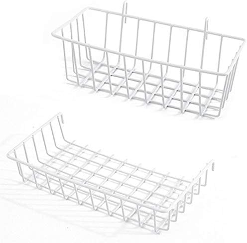 GBYAN Gitterkörbchen Metalldraht Korb für Gitterwand Straight Shelf Flower Pot Display for Wire Wall Grid Panel, 2 Pack (Weiß)