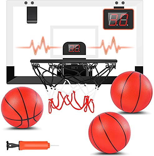 STAY GENT Mini Basketball Hoop for Kids and Adults with Electronic Score Record, Indoor Wall Mounted Basketball Hoop with 3 Ball, Outdoor Sport Shooting Ball Game Toys Gift for Boys Girls