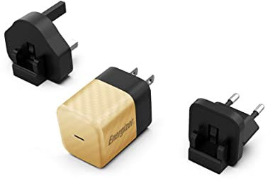 Energizer - Cargador rápido USB-C de 20 W, sin Cable, 3 enchufes incluidos, Color Dorado