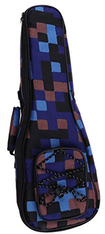 U/ D Ukulele-Tasche Gigbag für Bariton oder Bass Ukulele Instrument 26 Zoll (blaues Gitter)