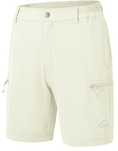 donhobo Damen Sport Shorts Kurze Hose Schnell Trocknend Sporthose Leicht Schnelltrocknend Laufshorts Outdoor Freizeithose (Beige, L)