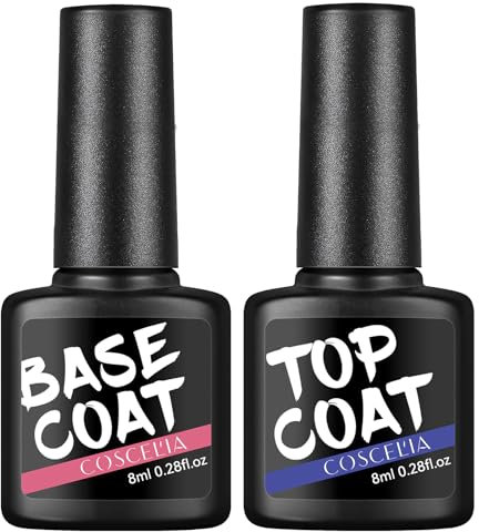 COSCELIA Basislack Top Coat 8 ml für Nagellack, Basislack, semi-permanent, Top Coat, semi-permanent, Builder Gel Base Coat Gel