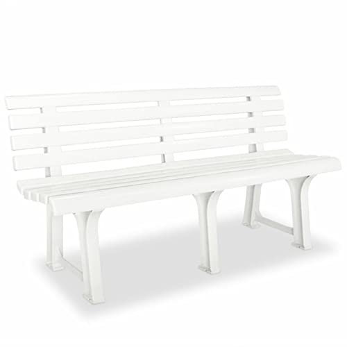 Mogou Gartenbank, Terrassenmöbel, Parkbank, Garten Banken, Gartenmöbel, Outer Banks, Balkonmöbel, Outdoor Wetterfest, 145,5 cm Kunststoff Weiß