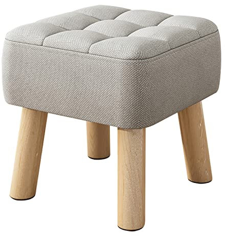 TPARIS Quadratischer Fußhocker|Ottoman Mit Kreativem Dekor Und Robusten Beinen|Kleiner Gepolsterter Sofahocker Für Den Eingangsbereich des Schlafzimmers Und Wohnzimmer,Grau,34 cm (13,3 Zoll)