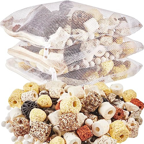 Timgle 3 Bags Aquarium Filter Media Bio Balls Ceramic Rings Set