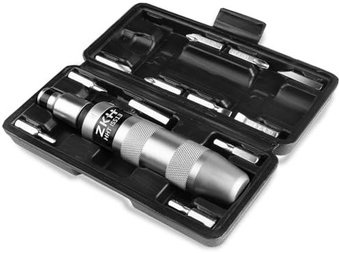 ZKH 13 pezzi Cacciavite a Percussione I 1/2 I CR-V I Avvitatore manuale a impulsi con set di punte a testa piatta, Phillips ed esagonali, per allentare viti arrugginite o bulloni congelati
