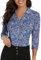 Soneven Camicia Donna Estiva Elegante, a 3/4 Maniche Lunghe Camicetta con Scollo a V Polo da Golf da Lavoro con Bottoni Stampa retrò S