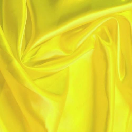 TOLKO Glanz Satin Meterware Gardinenstoff Vorhangstoff Hochzeitsstoff Dekostoff Kostümstoff Stoffe zum Nähen Dekorieren Glitzer Satinstoffe Nähstoffe 110cm breit (Zitrone)