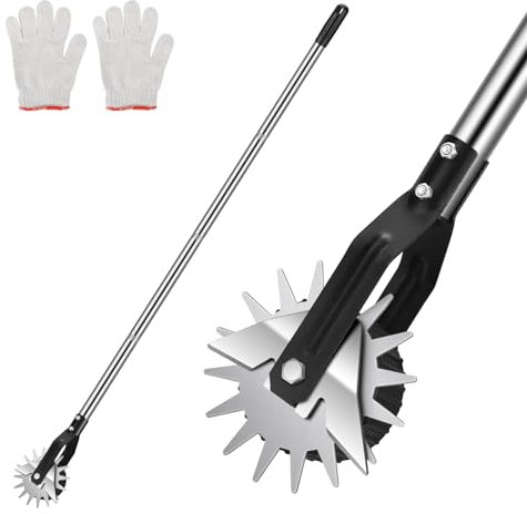 BlumWay 67 INCH Rad-Rotationskantenschneider, Rotationsschere, manueller Rasenkantenschneider für Gehwege, 23,6 bis 67 Länge, strapazierfähiger Edelstahlgriff mit scharfen Klingen/Handschuhen