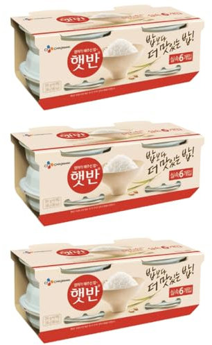 CJ Cooked Rice (Hetbahn) - Korean Microwavable Instant White Rice 210g (Pack of 18)