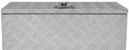 Aluminium Tool Box 60L Lockable Chest 2 Keys Trailer Truck Van Locker Boxes Storage Heavy Duty Checker Plate Rubber Base Liner Seal Gas Struts Carry Case Medium 29 x 10 x 12.5 745mm x 250mm x 320mm