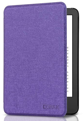 CoBak Coque Étui pour Kindle – 6 Housse de Protection Compatible avec Les appareils Kindle 11e génération (modèle 2022/2024), Smart Cover avec Fonction Veille/Réveil Automatiqu, Tissu Violet