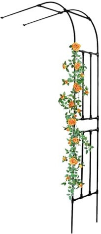 DMMFTERL Robuster GardenArch-Spalier, halber Rosenbogen, Pergola-Lauben aus Metall im ländlichen Stil, Hochzeitslauben, wetterfest, Spiralstab-Design, leicht zu Klettern, Torbogen