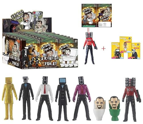 Zhongkaihua Speakerman Figure Model Collection PVC Action Figure, 24 Tin bags, 8Styles, Speaker man TV Man Cake Set Collection Party Decoration