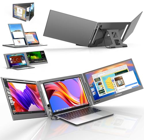 Dual Screen Laptop Monitor Extender, 15.6 Inch Triple Screen Extender Fully Compatible FHD 1080P IPS Portable Monitor for 12-17 Inch Laptops
