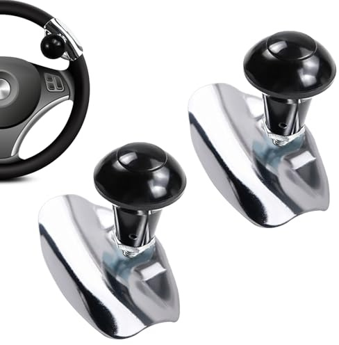 XHNKEG Lenkradknauf Rasentraktor, 2 Stück Lenkrad-Hilfskugel Universal Schwarz Aluminium Lenkhilfe Lenkradknauf Lenkradspinnknopf für Kfz Lkw Traktor Gabelstapler