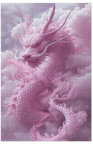 Cute Drache Holzpuzzle 1000 Teile Klassische Puzzles Erwachsene Kinder Puzzle DIY Kit Holzspielzeug Einzigartiges Geschenk 78×53cm