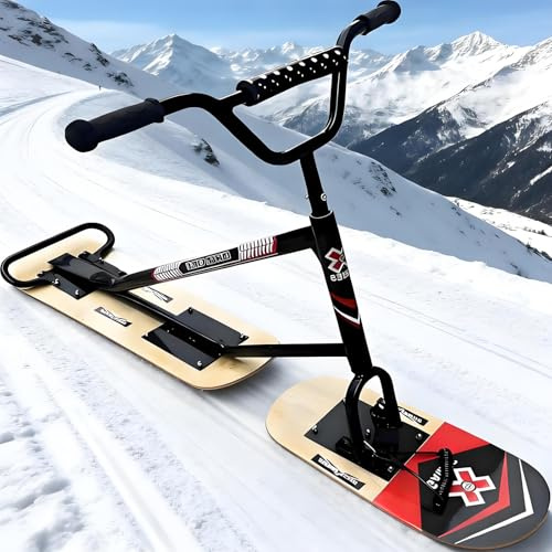 vnmudzeo GeläNdetauglicher Schneemobil FüR Erwachsene, 360°-Drehlenkung, 150 Kg Tragkraft, Aluminium-Snowboard-Schlitten, FüR PräParierte Pisten Im Backcountry Wood
