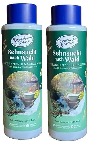 Dresdner Essenz Sehnsucht nach Wald Schaumbad – 2er Pack (2 × 500 ml) – Entspannendes Schaumbad mit Zirbe, Zedernholz & Balsamtanne