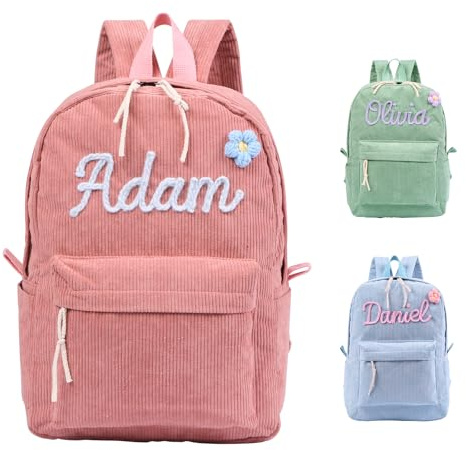 Wamantic Personalisierter Kinder Rucksack Schulranzen mit Namen Kindergartenrucksack Kleinkind Canvas Schulrucksack für Mädchen Jungen (#2)