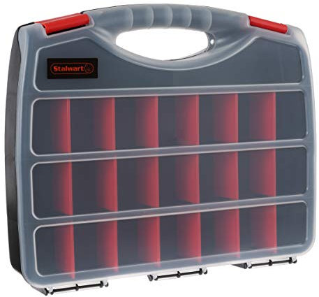 Hardware Organizer Box with Dividers - 23 Compartment Small Parts Organizer Portable Tool Box with Secure Latches - Plastic Screw Storage for Nuts, Beads, Jewelry or Tackle by Stalwart