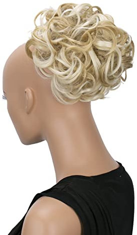 CAISHA Dutt Haarteil Zopf Haarknoten Hepburn-Dutt Haargummi Hochsteckfrisuren DM15cm Gewellt Hellblond Mix HK125