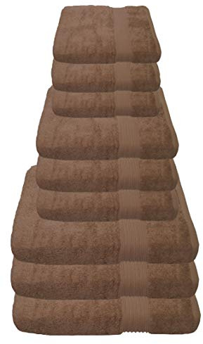 Julie Julsen 9 TLG Handtuchset 3 Badetücher 3 Handtücher 3 Gästetücher Reine Baumwolle über 30 Farben Pastell Braun