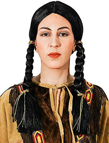 Indianerin Perücke mit geflochtenen Zöpfen