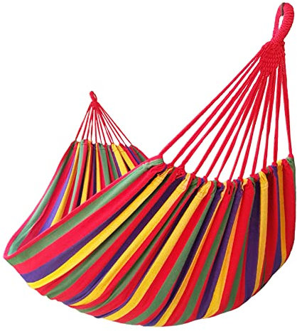 GOCAN Doppelhängematte 2 Personen Extra große Baumwollhängematte 250x160cm Gesamtlänge 350cm Ladung 300kg Tragbar für Garten drinnen und draußen XXXL