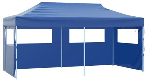 vidaXL Profi Partyzelt Faltbar mit 4 Seitenwänden Wasserbeständig Pavillon Festzelt Gartenzelt Bierzelt Faltpavillon Garten 3x6m Stahl Blau